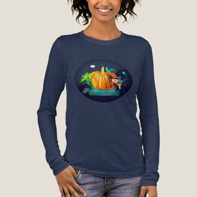Pumpkin Spirit Magic Fun Halloween Animals & Moon Tri-Blend Shirt (Vorderseite)
