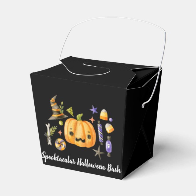 Pumpkin Spooktacular Halloween Bash Party Black Geschenkschachtel (Vorderseite)
