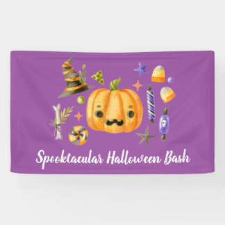 Pumpkin Spooktacular Halloween Bash Party Lila Banner