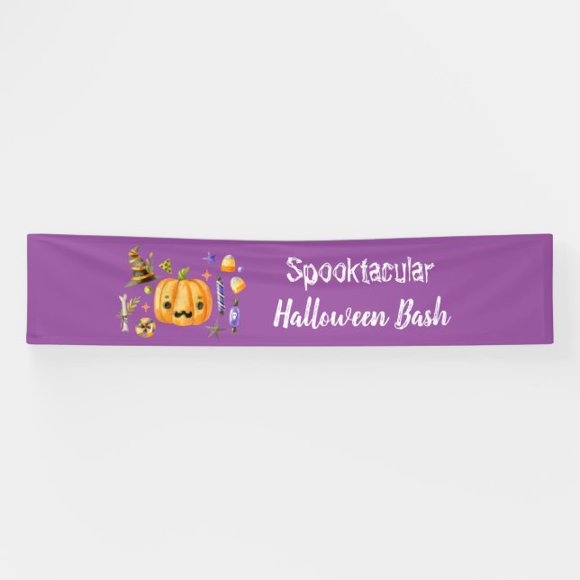 Pumpkin Spooktacular Halloween Bash Party Lila Banner (Horizontal)