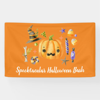 Pumpkin Spooktacular Halloween Bash Party Orange Banner
