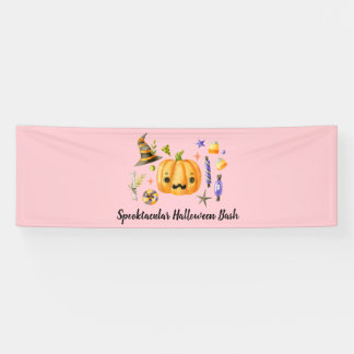 Pumpkin Spooktacular Halloween Bash Party Pink Banner