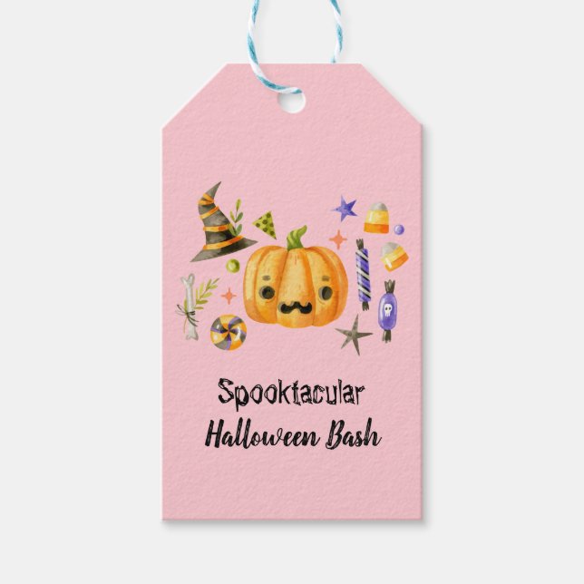 Pumpkin Spooktacular Halloween Bash Party Pink Geschenkanhänger (Vorderseite)