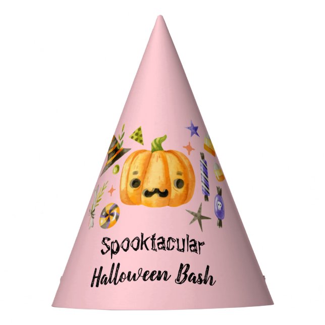 Pumpkin Spooktacular Halloween Bash Party Pink Partyhütchen (Vorderseite)
