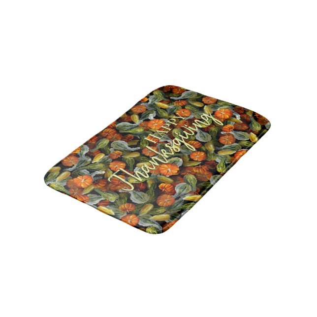 Pumpkin, Squash Autumn Harvest Bath Mat Badematte (Schrägansicht)