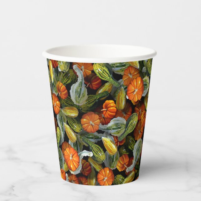 Pumpkin, Squash Autumn Harvest Paper Cups Pappbecher (Vorderseite)