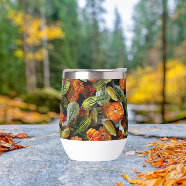 Pumpkin, Squash Autumn Harvest Wine Tumbler (Außenbereich)