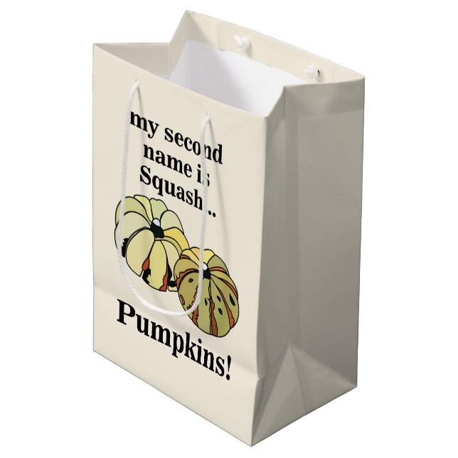 Pumpkin Squash Funny Pumpkins Mittlere Geschenktüte (Vorderseite Schrägansicht)