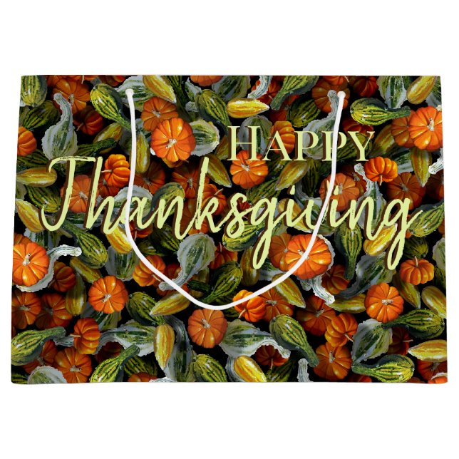 Pumpkin, Squash Herbst ernten große Geschenktasche Große Geschenktüte (Vorderseite)