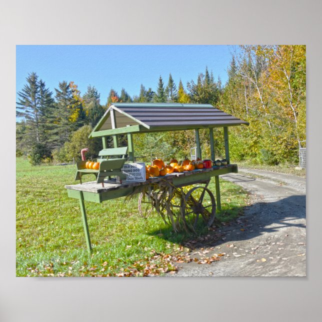Pumpkin Stand in Vermont im Herbst Poster (Vorne)
