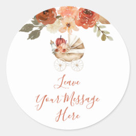 Pumpkin Stroller Baby Shower Leave Your Message Runder Aufkleber