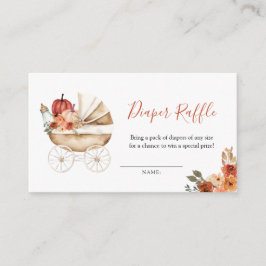 Pumpkin Stroller Floral Baby Shower Diaper Raffle Begleitkarte