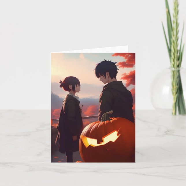 Pumpkin-Studie - Anime - AI - E Feiertagskarte (Vorderseite)