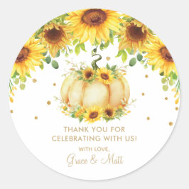 Pumpkin Sunflower Babydusche Danke, dass Sie für Runder Aufkleber