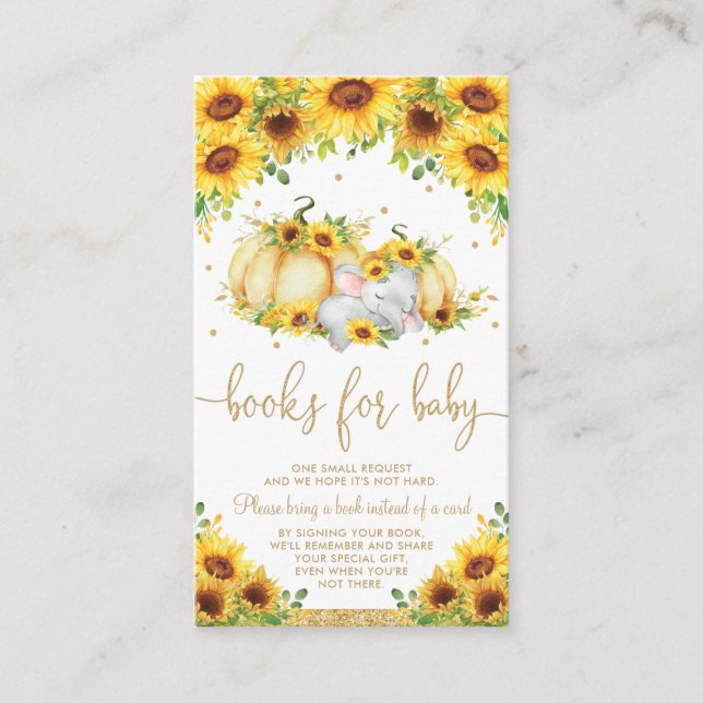 Pumpkin Sunflower Elephant Duschbücher für Baby Begleitkarte (Vorderseite)
