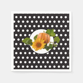 Pumpkin & Sunflower Polka Dot Erntedank Serviette