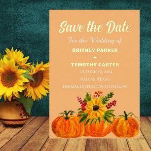 Pumpkin Sunflower Rustic Foto QR Code Hochzeit Folieneinladung