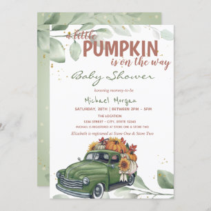 Pumpkin Sunflower Truck Baby Dusche Einladung