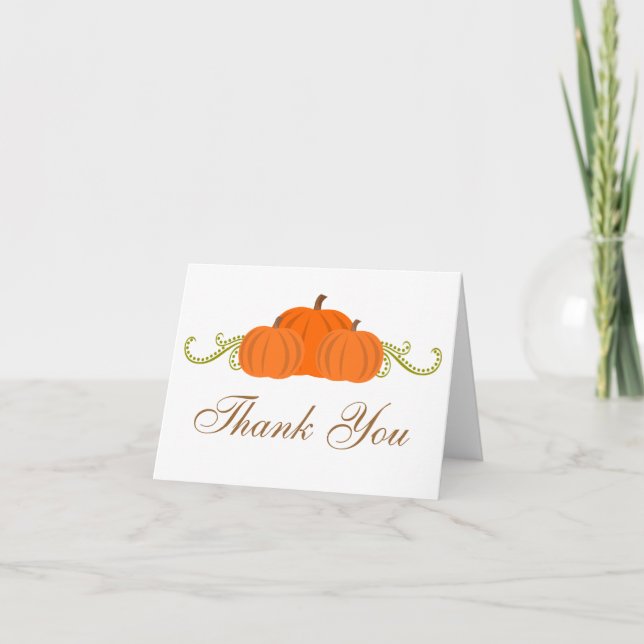 Pumpkin Swirls Fall Wedding Thank You Card Dankeskarte (Vorderseite)