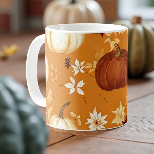 Pumpkin Tasse Orange Wasserfarbe Herbstlaub (Von Creator hochgeladen)