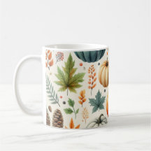 Pumpkin-Tasse Wasserfarbe Herbstlaub