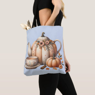 Pumpkin Teapot mit Fall Florals Illustration