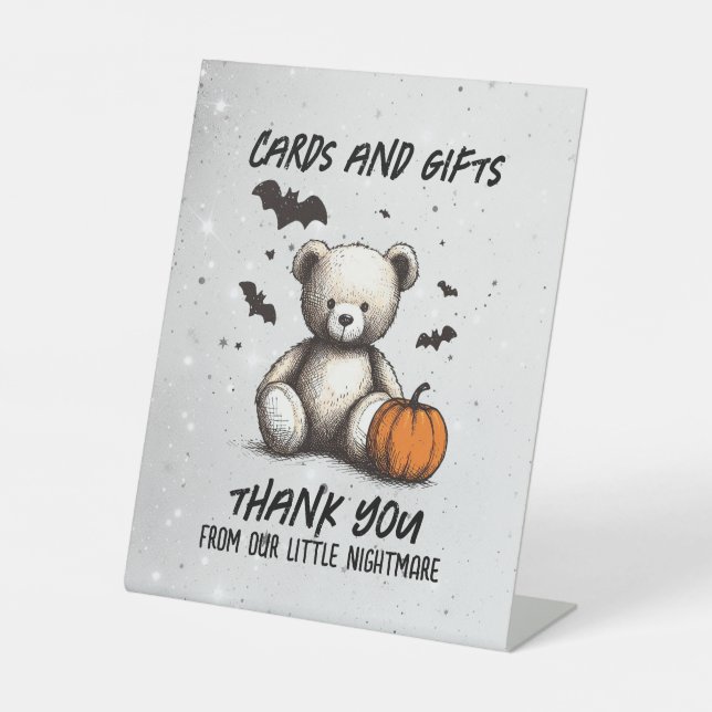 Pumpkin Teddy Baby Shower Sockelschild (Vorderseite)