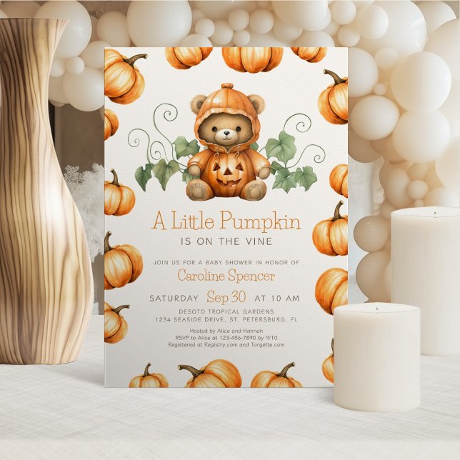 Pumpkin Teddy Bear Baby Dusche Einladung (Von Creator hochgeladen)