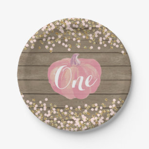 Pumpkin Teller zum ersten Geburtstag Pink und Gold