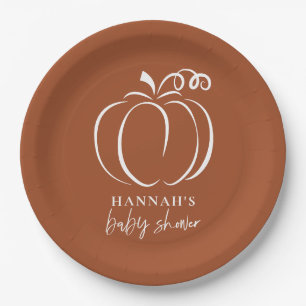 Pumpkin Terracotta Boho Burnt Orange Babydusche Pappteller