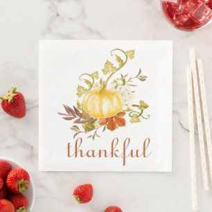 Pumpkin Thankful Watercolor Erntedank Serviette