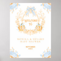 Pumpkin Toile Wappen Elegant Boy Baby Shower