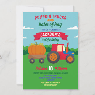 Pumpkin Tractors Birthday Harvest Party Einladung