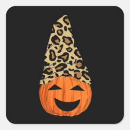 Pumpkin trägt einen Leopardenhut Quadratischer Aufkleber