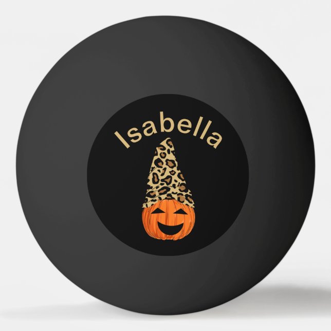 Pumpkin trägt einen Leopardenhut Tischtennisball (Vorderseite)