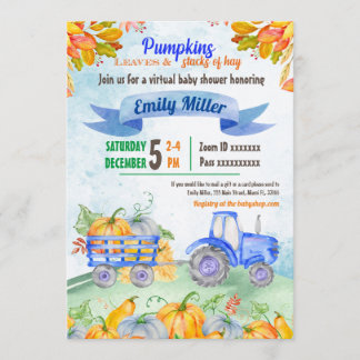 Pumpkin Traktor Virtual Baby Dusche Einladung