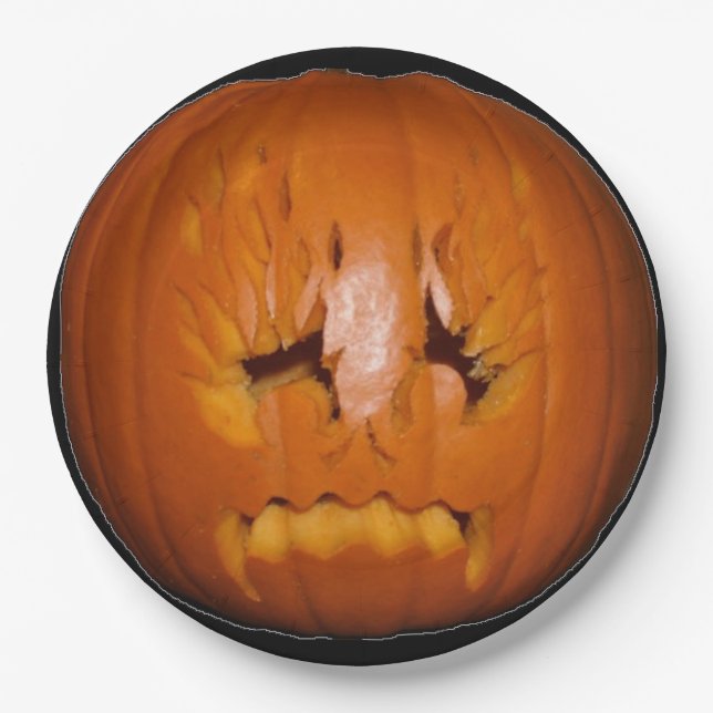 Pumpkin, traurige Flammen Pappteller (Vorderseite)