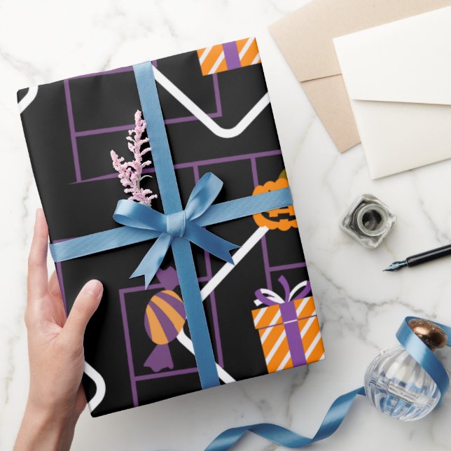 "Pumpkin Treats Halloween Wrapping Paper" Geschenkpapier (Schenken)