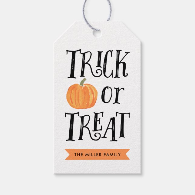 Pumpkin Trick oder Treat Halloween Dankeschön Tag Geschenkanhänger (Vorderseite)