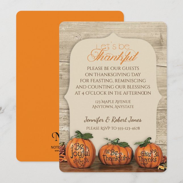 Pumpkin Trio Erntedank Einladung (Vorne/Hinten)