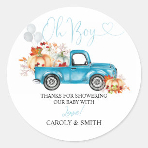 Pumpkin Truck Baby Shower Classic Round Sticker