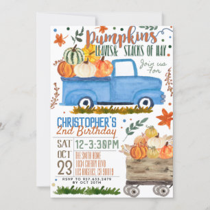 Pumpkin Truck Birthday Einladung