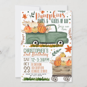 Pumpkin Truck Birthday Einladung