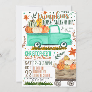 Pumpkin Truck Birthday Einladung