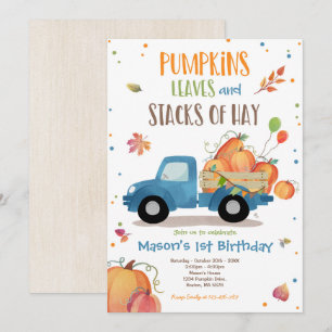 Pumpkin Truck Birthday Party Fall Pumpkin Birthday Einladung