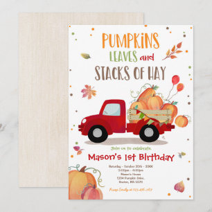 Pumpkin Truck Birthday Party Fall Pumpkin Birthday Einladung