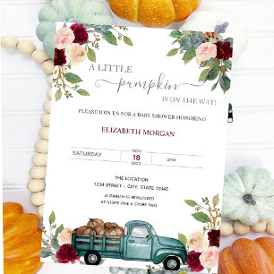 Pumpkin Truck Burgundy Rose Kinderdusche Einladung
