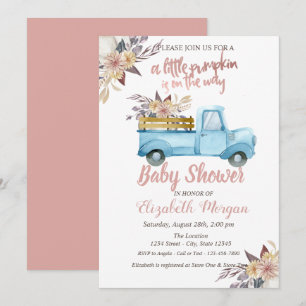 Pumpkin Truck Floral Rose Gold Baby Dusche Einladung