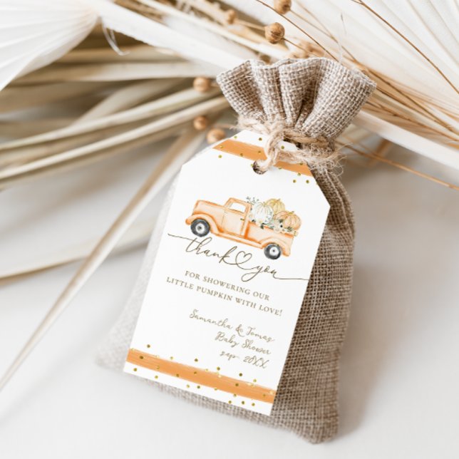 Pumpkin Truck Modernes Fall Baby Dusche Geschenkanhänger (Von Creator hochgeladen)