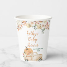 Pumpkin Truck Rustic Floral Baby Dusche Weiß